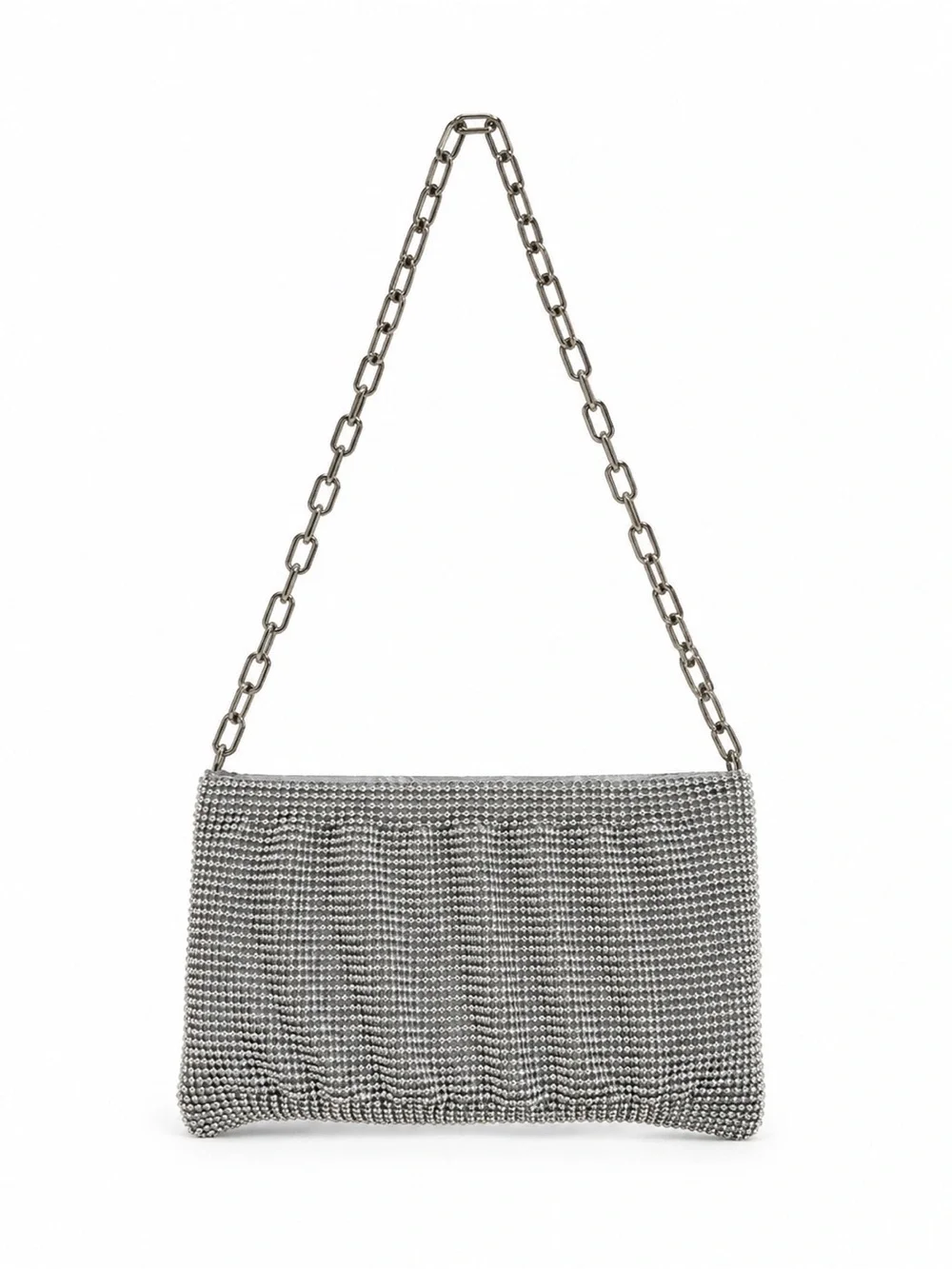 La Regale silver chainmail purse with chain strap.